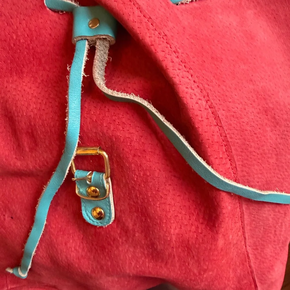 Rose Pink and Aqua Blue Backpack Purse Italy